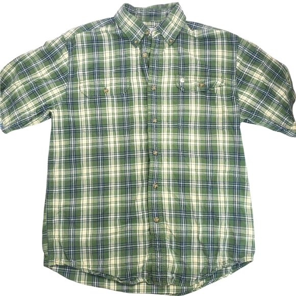 Carhartt Relaxed Fit Plaid Button Front Shirt Short Sleeve  Men's L - Picture 1 of 4